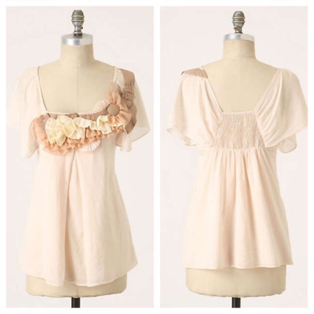 YOANA BARASCHI RUMPLED FLORET BLOUSE
